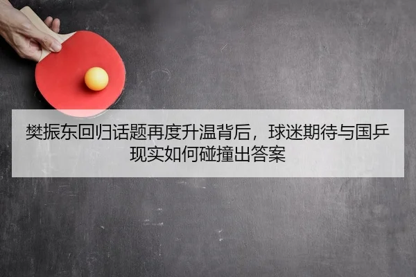 樊振东回归话题再度升温背后，球迷期待与国乒现实如何碰撞出答案